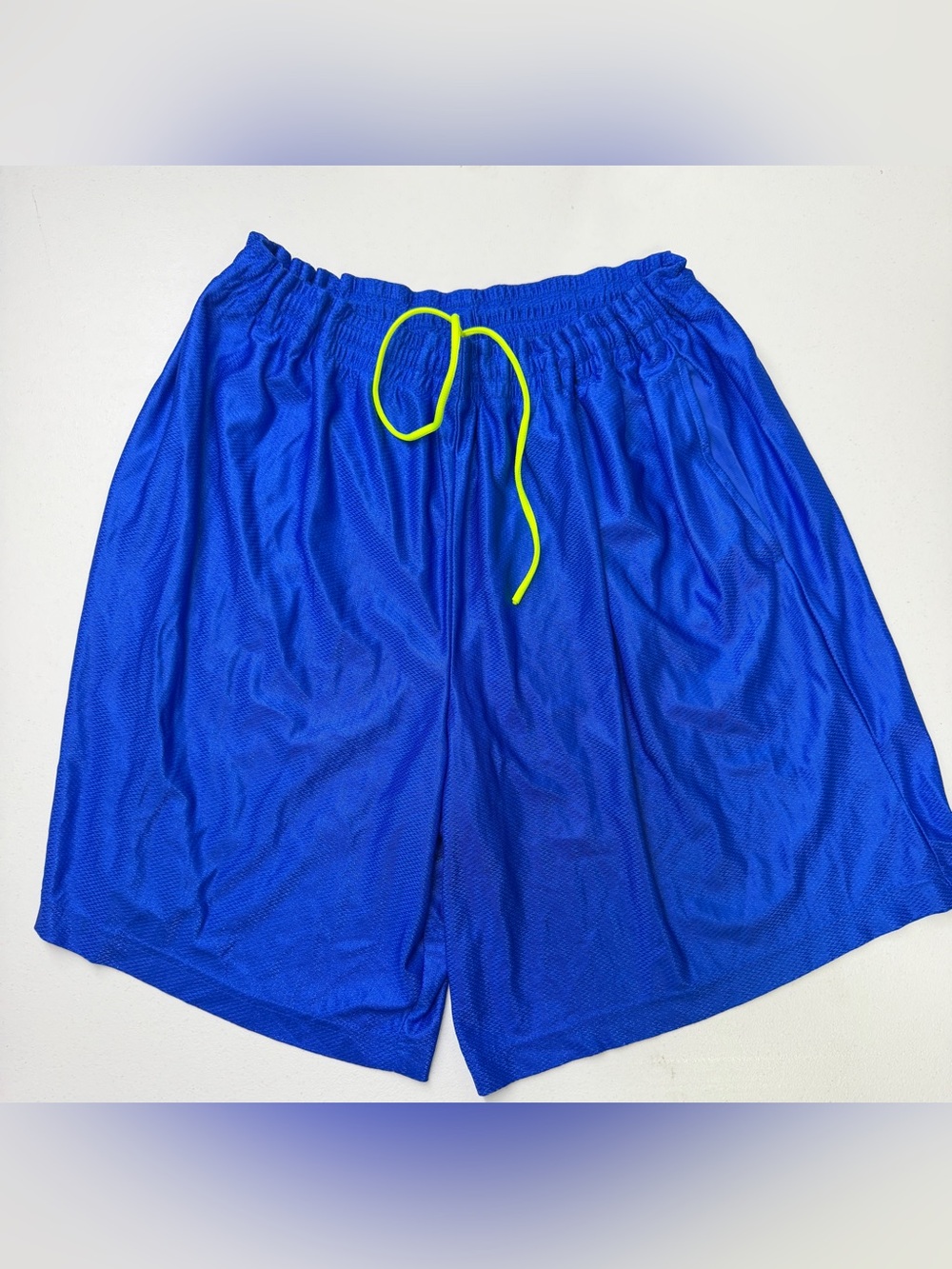 Vintage Starter 2XL Royal Blue Mesh Basketball Shorts Neon Drawstring